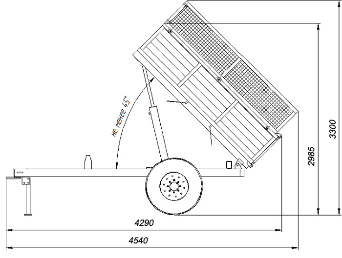 Чертеж самосвального прицепа