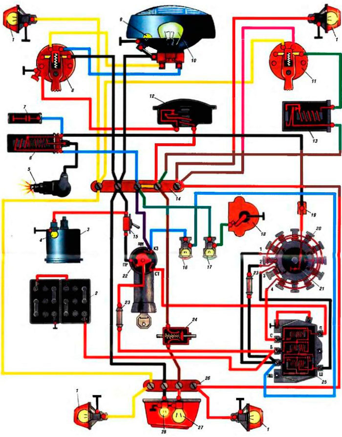 Схема электропроводки мотороллера Муравей